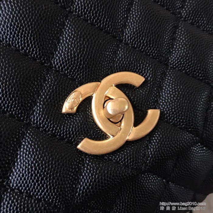 CHANEL香奈兒 独家背景实拍 蜥蜴手柄 Chanel cocohandle 專櫃对版货 小球纹原厂牛皮 時尚百搭 手提肩背斜挎包  Cco1095